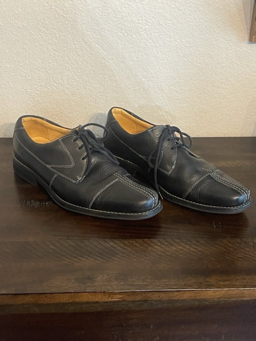 Sandro Moscoloni SZ 9D Black Leather Square Toe Oxford Derby Comfort Shoes